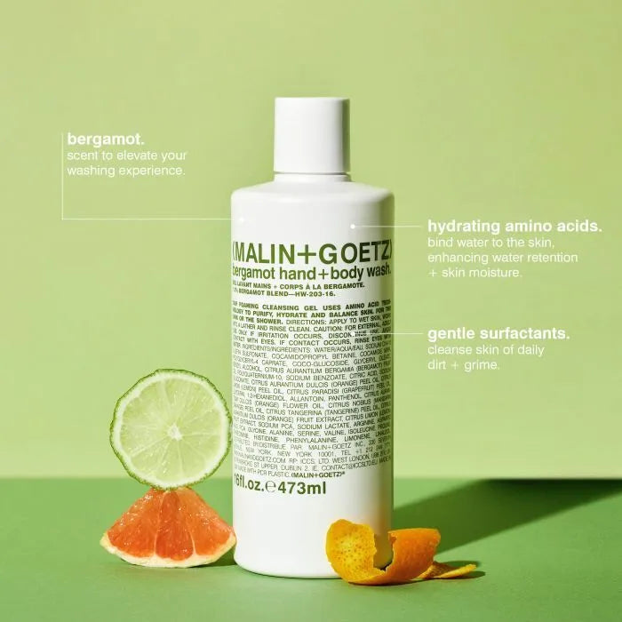 bergamot hand+body wash.