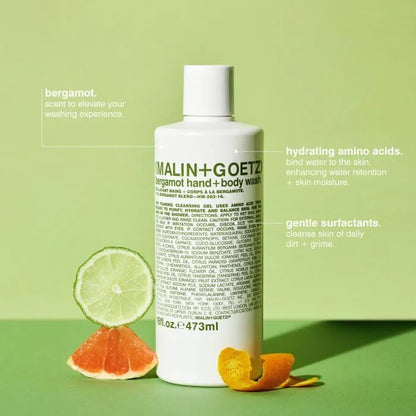 bergamot hand+body wash.