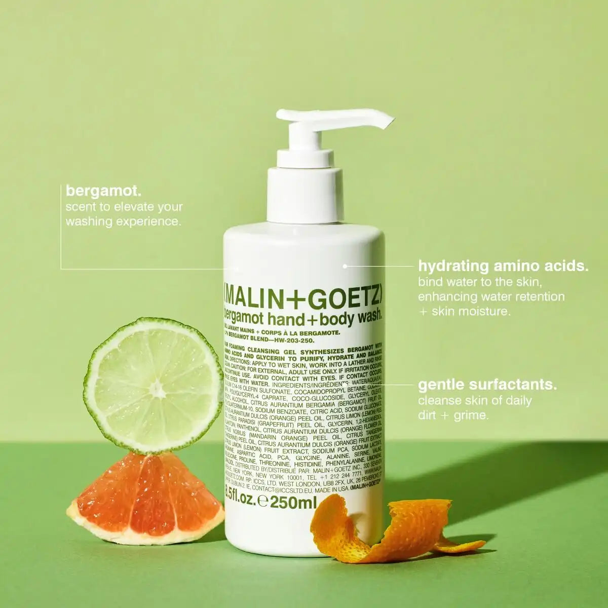 bergamot hand+body wash.